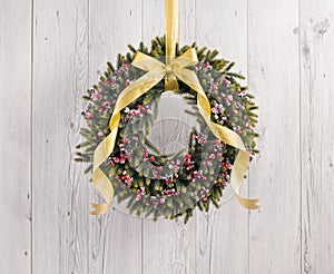 Green advents wreath with autumn decoration