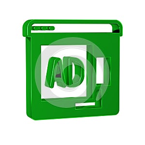 Green Advertising icon isolated on transparent background. Concept of marketing and promotion process. Responsive ads