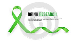 Green Aging Research Awareness Symbolic Ribbon