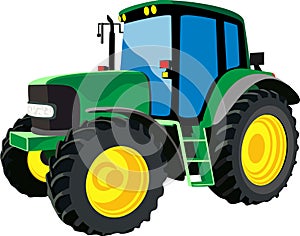 Green agricultural tractor