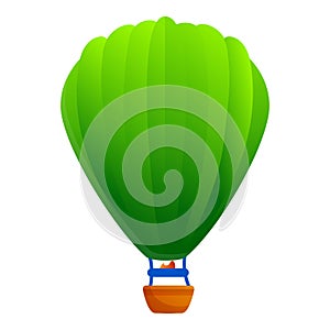 Green air balloon icon, cartoon style