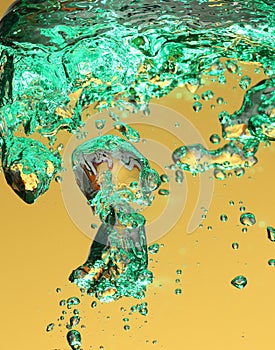 Green air bubbles in water