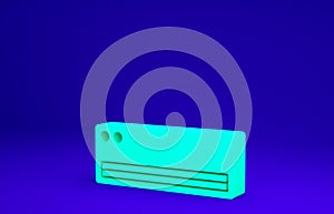 Green Air conditioner icon isolated on blue background. Split system air conditioning. Cool and cold climate control