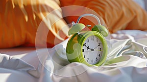 The green alarm clock.AI generated image