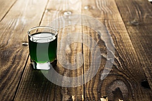 Green alcohol shot drink