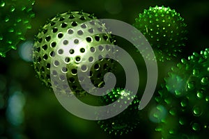 Green Algae Cells 3D Illustration