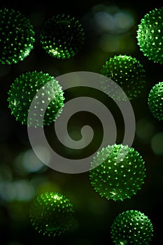 Green Algae Cells 3D Illustration