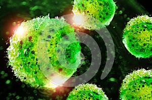 Green Algae Cells 3D Illustration