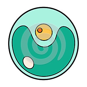 Green Algae Chlorella proteus science icon with nucleus, vacuole, contractile. Biology education laboratory cartoon