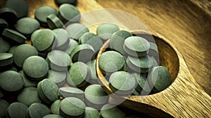 Green algae in tablets - chlorella, spirulina