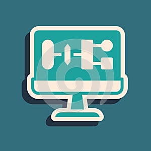 Green Algorithm icon isolated on green background. Algorithm symbol design from Artificial Intelligence collection. Long