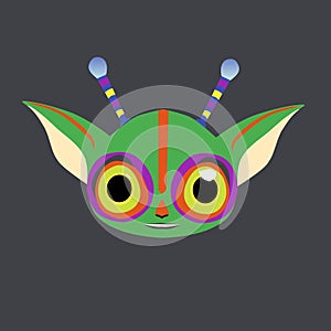 Green alien cartoon head icon logo vector illustration