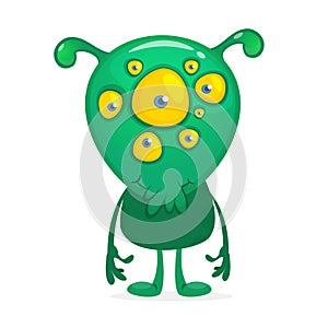 Green alien cartoon with many eyes