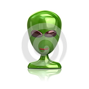 Green alien icon 3d illustration