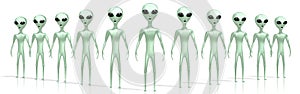 Green aliens, extraterrestrials - 3D rendering