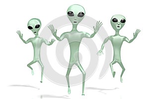 Green aliens, extraterrestrials - 3D rendering