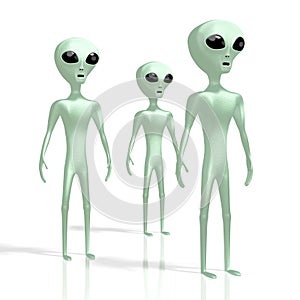 Green aliens, extraterrestrials - 3D rendering