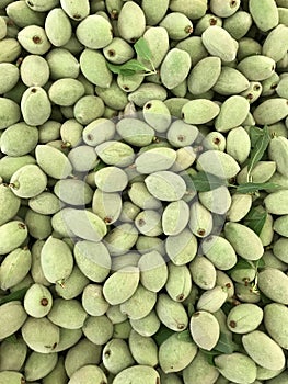 Green almonds background