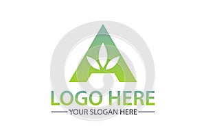 Green Alphabet a letter Eco Organic Nature leaf logo icon design