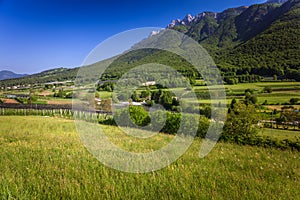 Green alpine landscape in Trento