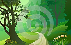 Green Amazon forest with lonely pathway