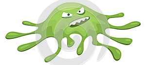 Green ameba character. Cartoon angry monster mascot photo