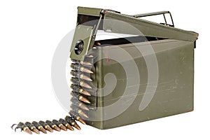 Green Ammo Box with ammunition belt