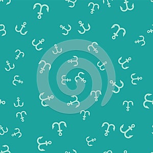 Green Anchor icon isolated seamless pattern on green background. Vector Illustration.