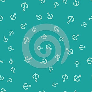 Green Anchor icon isolated seamless pattern on green background. Vector