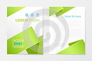 Green Annual Report Business Brochure, Booklet, Leaflet Cover Flyer Template. Corporate Design. Abstract Poster