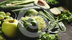 Green antioxidant organic vegetables, fruits and herbs