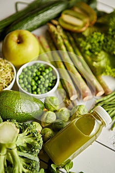 Green antioxidant organic vegetables, fruits and herbs