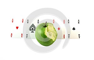 Green apple with aces