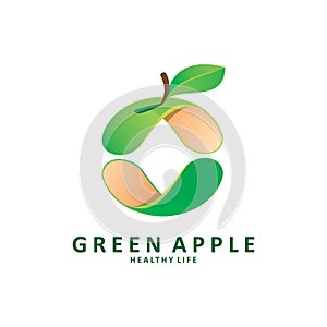 Green apple balance color shape logo design