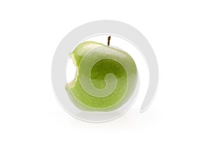 Green apple with bite