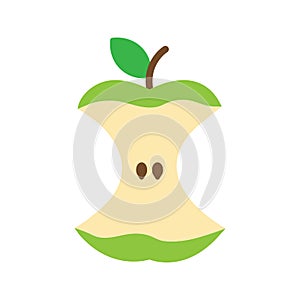 Green apple core flat icon