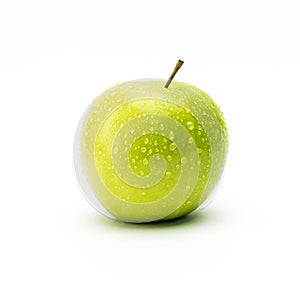 Green apple with dew drops