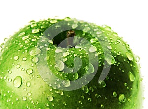 Green apple with drop