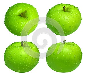 Green apple with drop