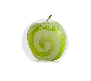 Green apple with earth