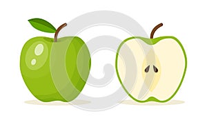 Green apple food icon.