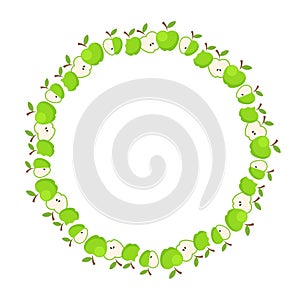 green apple fruit art drawn frame design