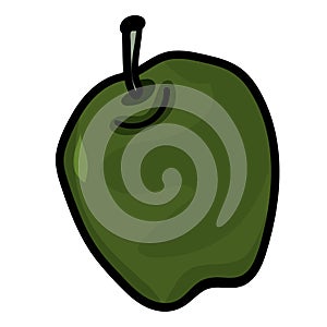 Green Apple. Fruits apple doodle Vector illustration. Vector