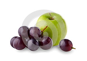 Green Apple and grape isolated on white background