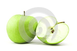 Green apple and half