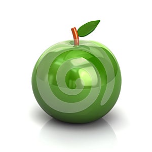 Green apple icon 3d illustration