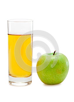 Green apple with juice