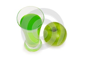 Green apple and juice isolated on the white