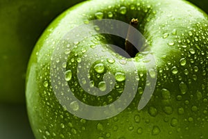 Green apple macro in selective focus