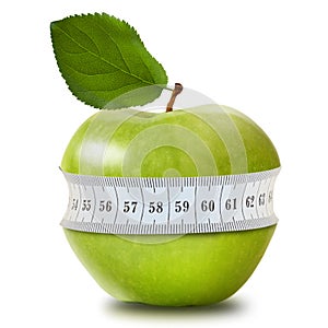 Green apple with measurement